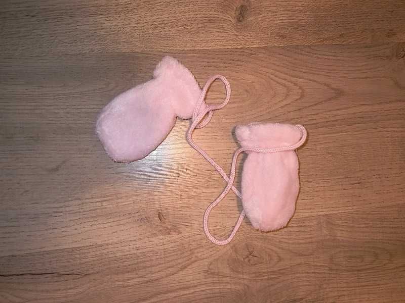 Rękawiczki niemowlęce na sznurku 2 pary zima