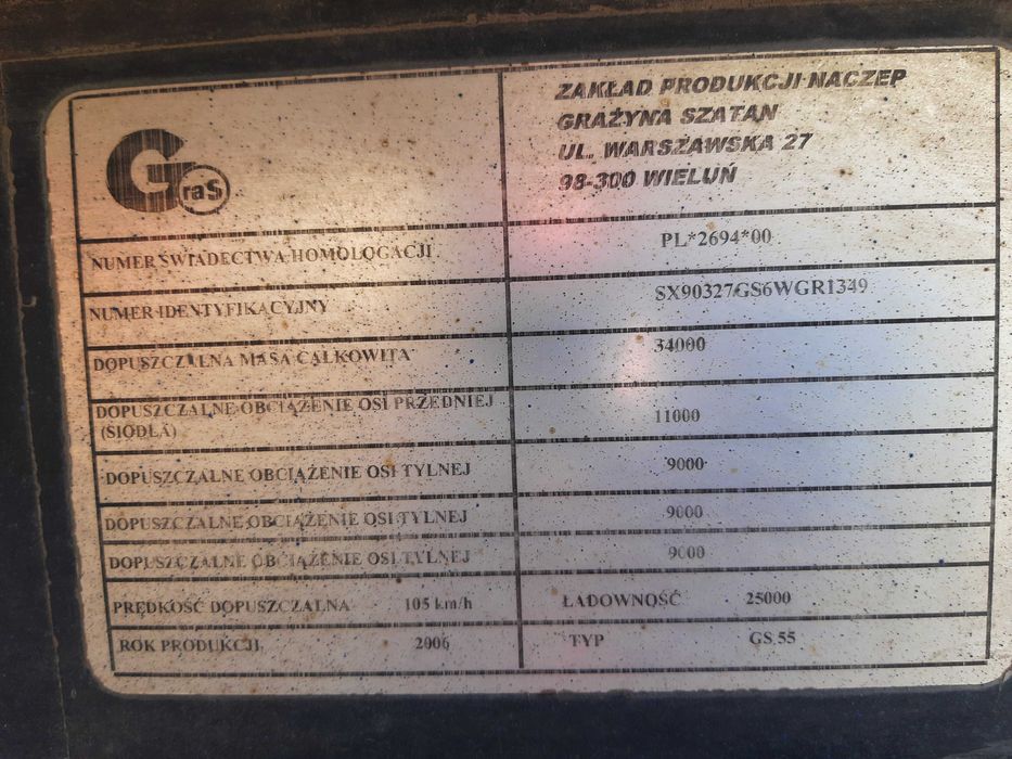 Naczepa GRAS GS-55 wywrotka  2006r 62m3