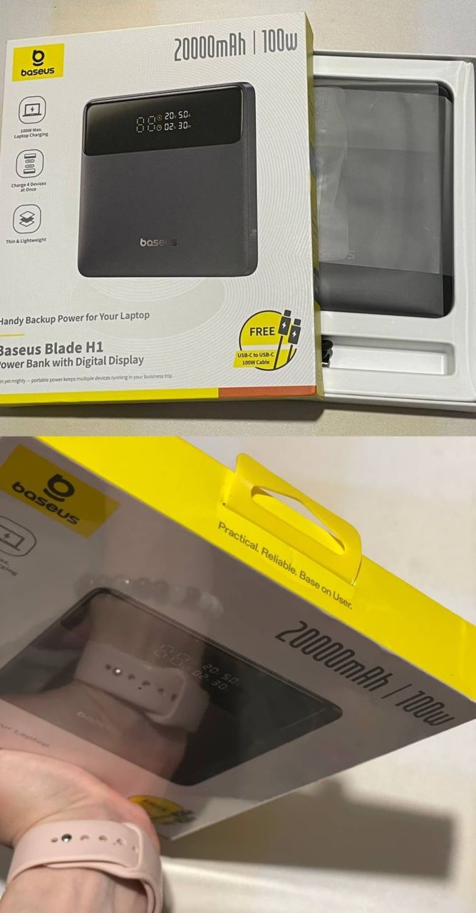 Павербанк Baseus 20000 mAh 100W для ноутбука та телефону