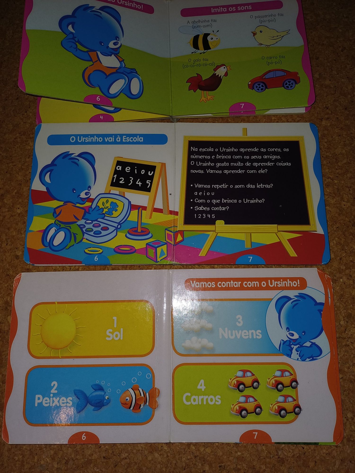 Conjunto de 6 Livros carros, Noddy, dia a dia do ursinho