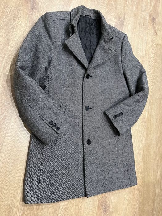 Płaszcz męski w strukturze zimowy przejściowy elegancki święta aljeka