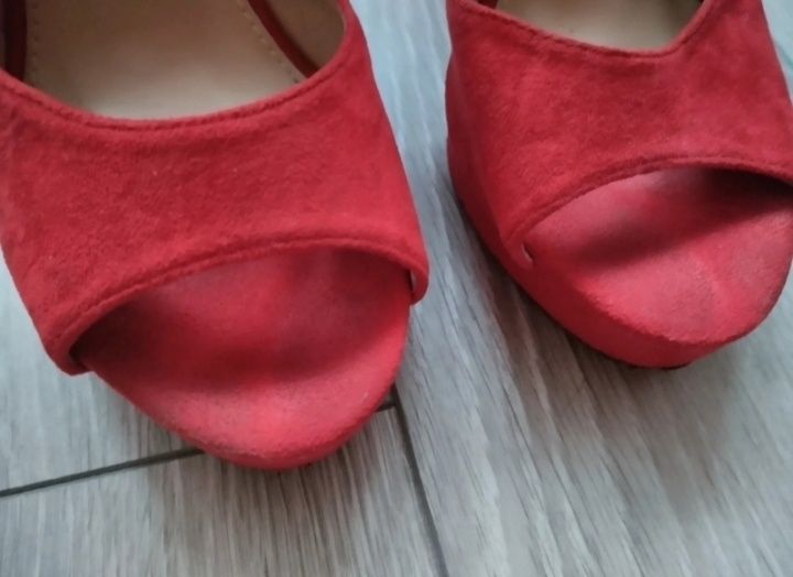 Buty sandały na słupku Czerwone