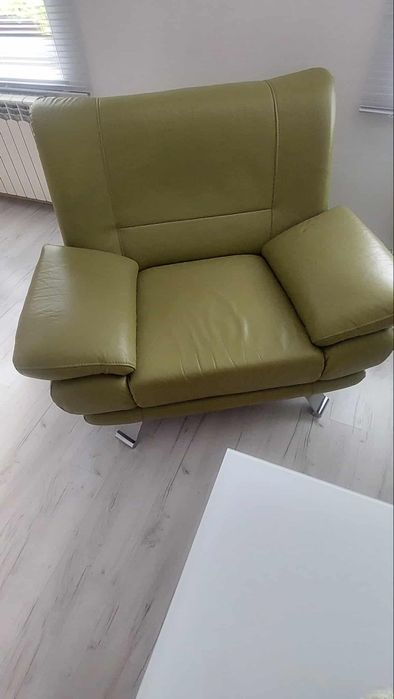 Zestaw wypoczynkowy ze skóry naturalnej Akimo meble Sofa +2 fotele