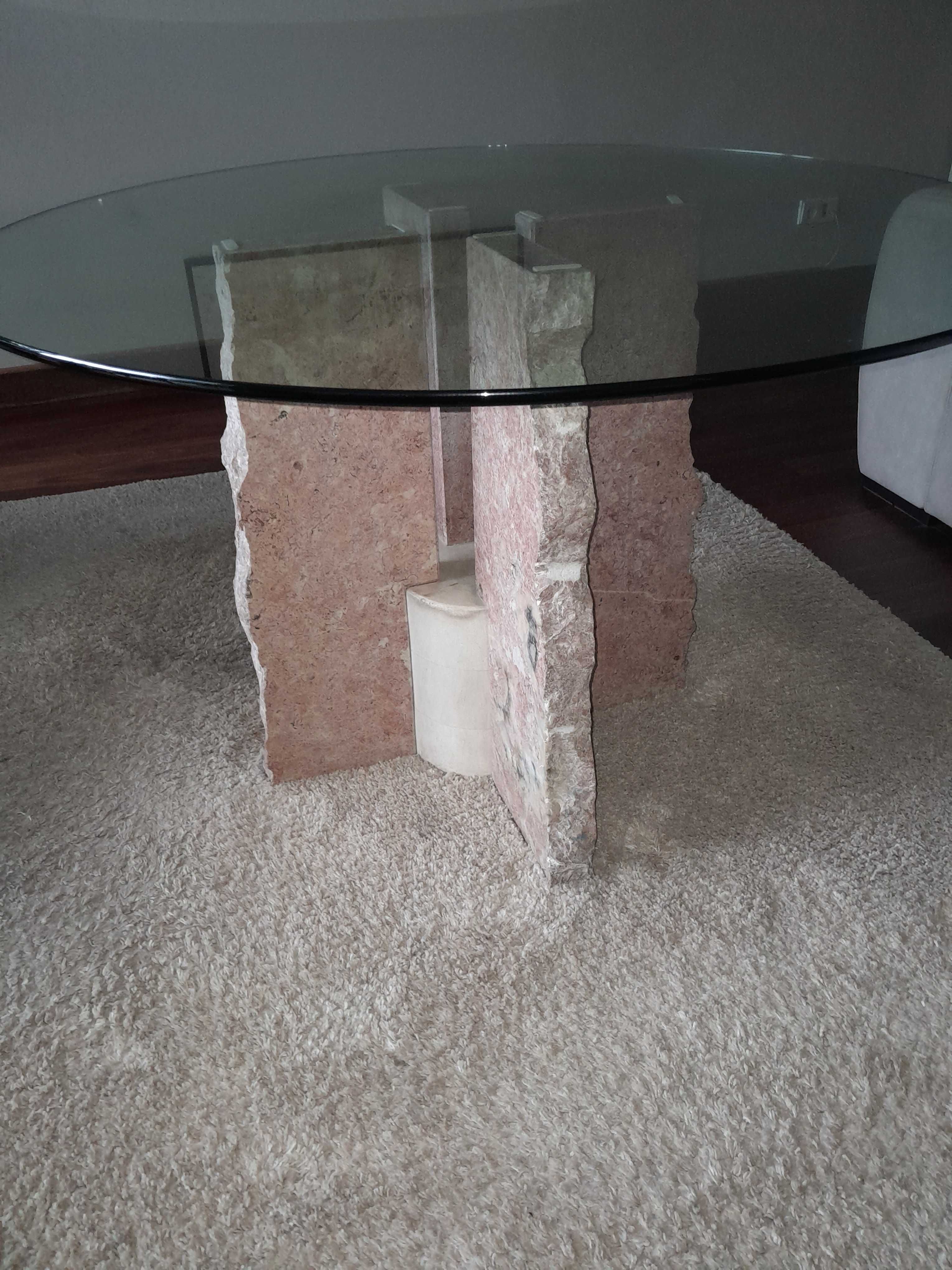 Mesa de Sala em mármore com tampo de vidro design unico