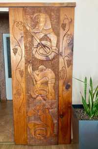 Drzwi drewniane, rzeźbione