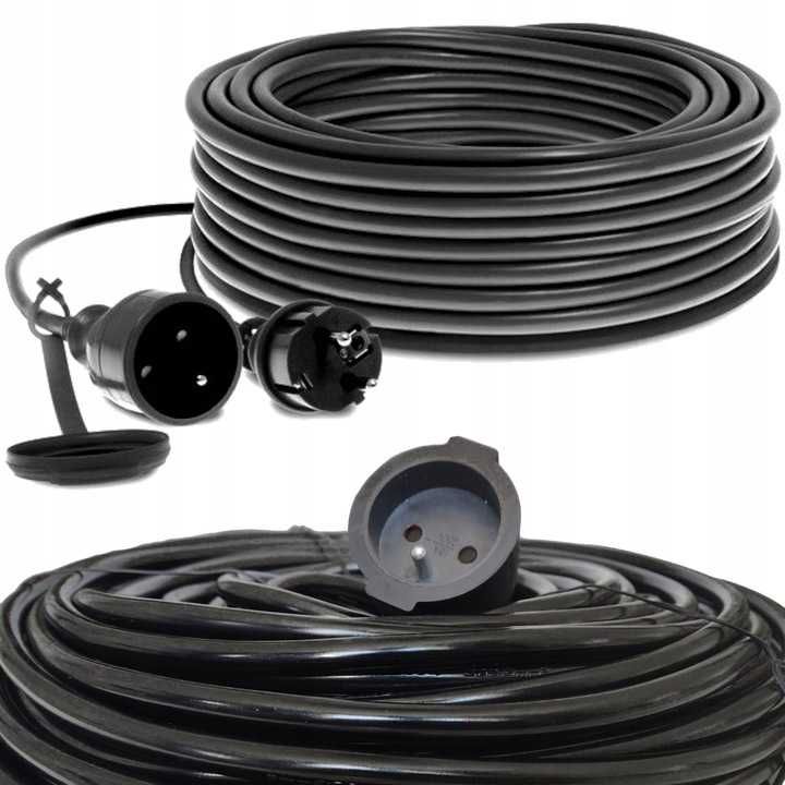 PRZEDŁUŻACZ BUDOWLANY Ogrodowy Gruby 3 x 2,5mm 30m czarny kabel