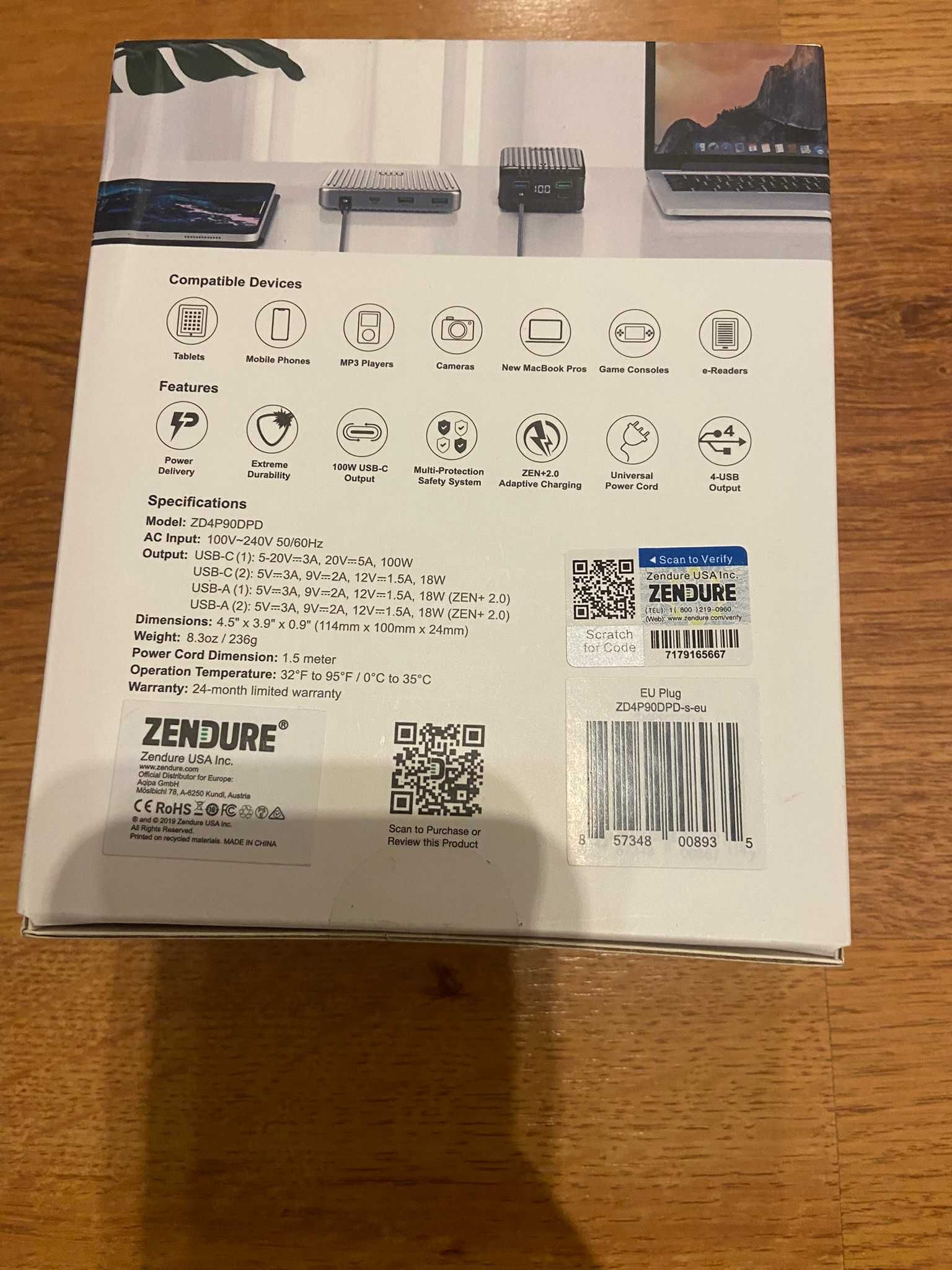 Zendure SuperPort 4 Desktop Charger With Dual PD 100W (silver)