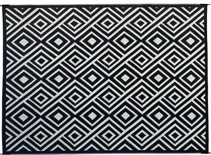 Mata dywan zewnetrzny wodoodporny bialo-czarny xxl