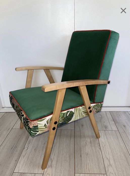 Fotel prl po renowacji unikat vintage lisek buk lata 70 oryginał