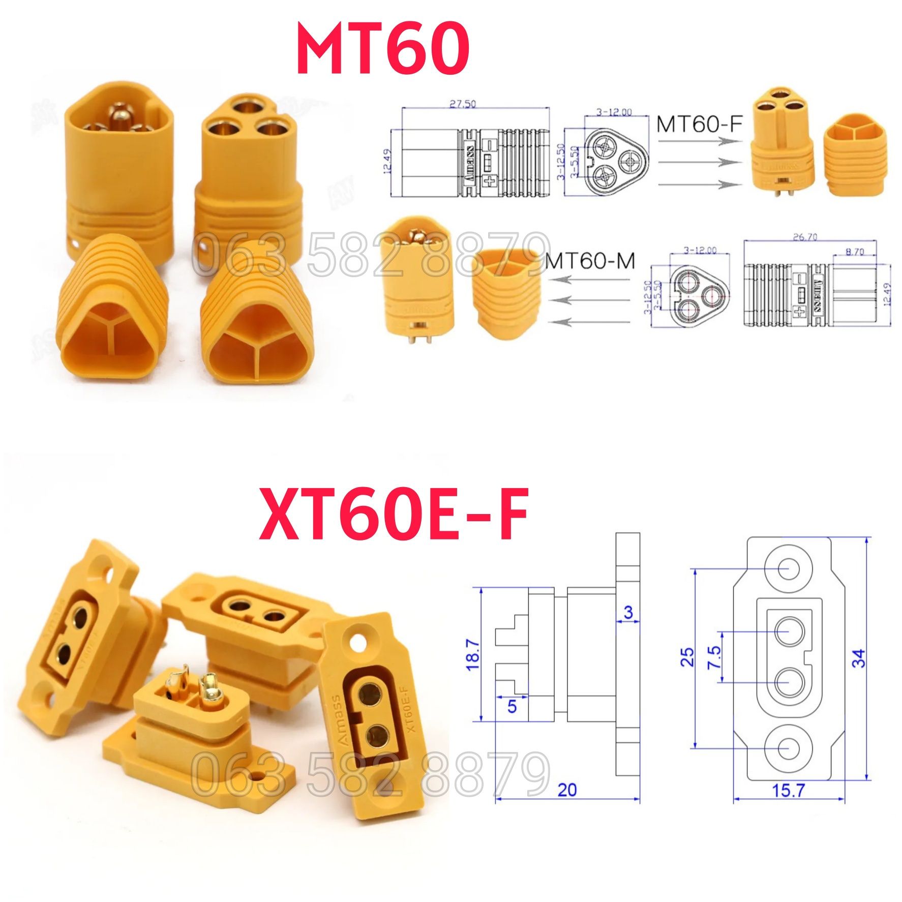 Роз'єми силові Amass XT30, XT60, XT90, MT60, MR30, MR60, XT60 XT60BE-F