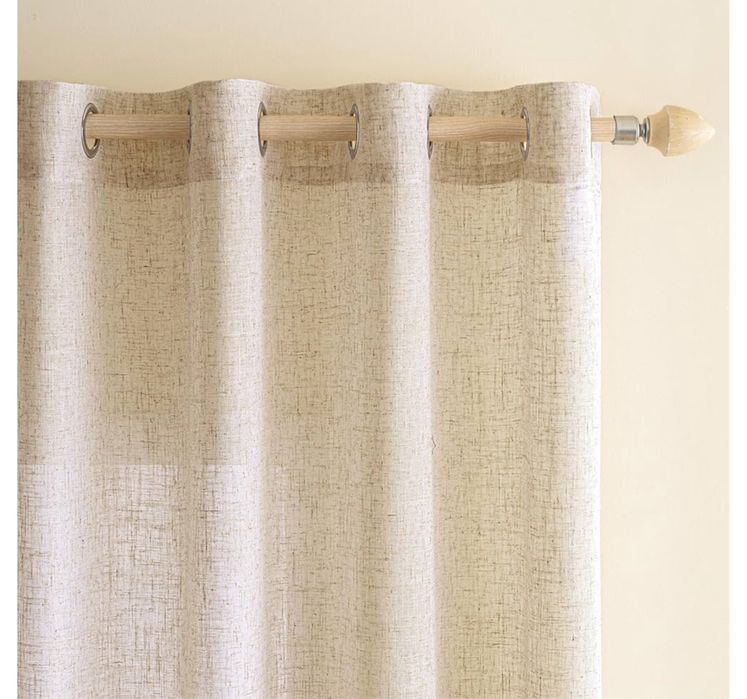 2 Zasłony Półprzezroczyste 30% Lnu 140x280cm Z Przelotkami
