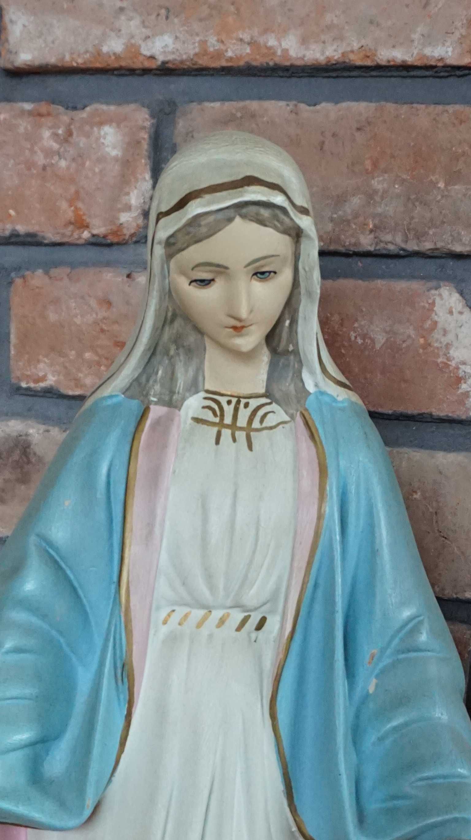 Figura sakralna z gipsu lata 70 Matka Boska 70cm.