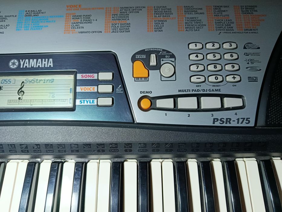 Yamaha PSR -175,275 keyboard klawisze