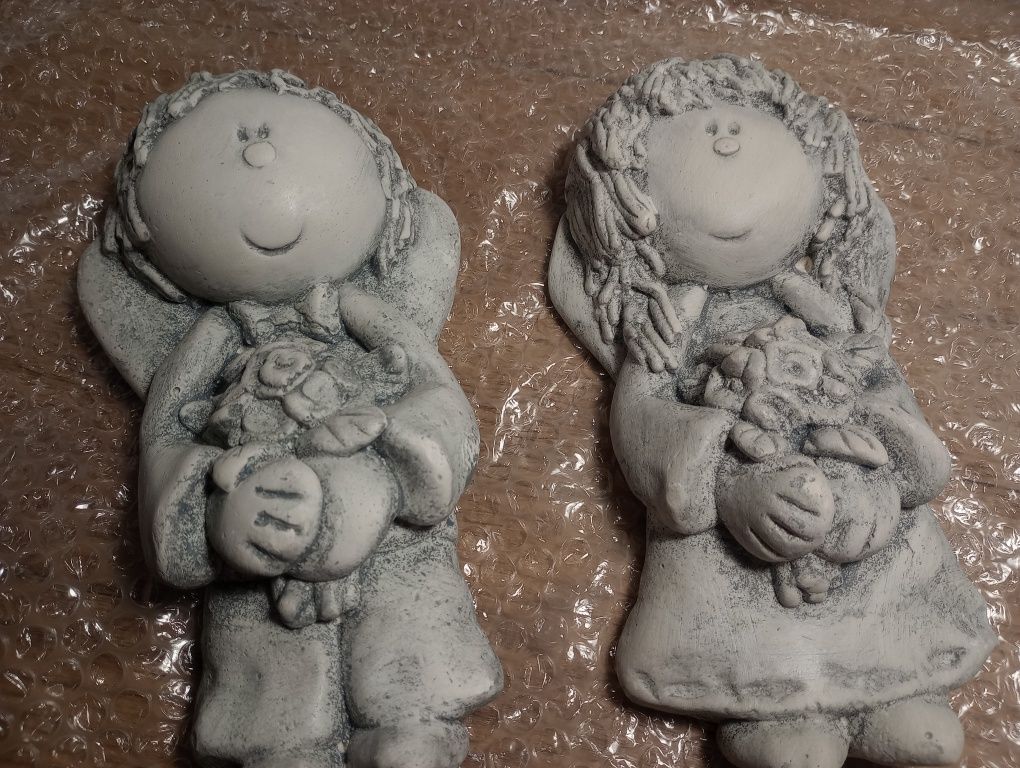 Figurki Chłopiec i dziewczynka z gipsu