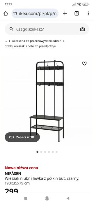 Ławeczka ze stojakiem na odzież
