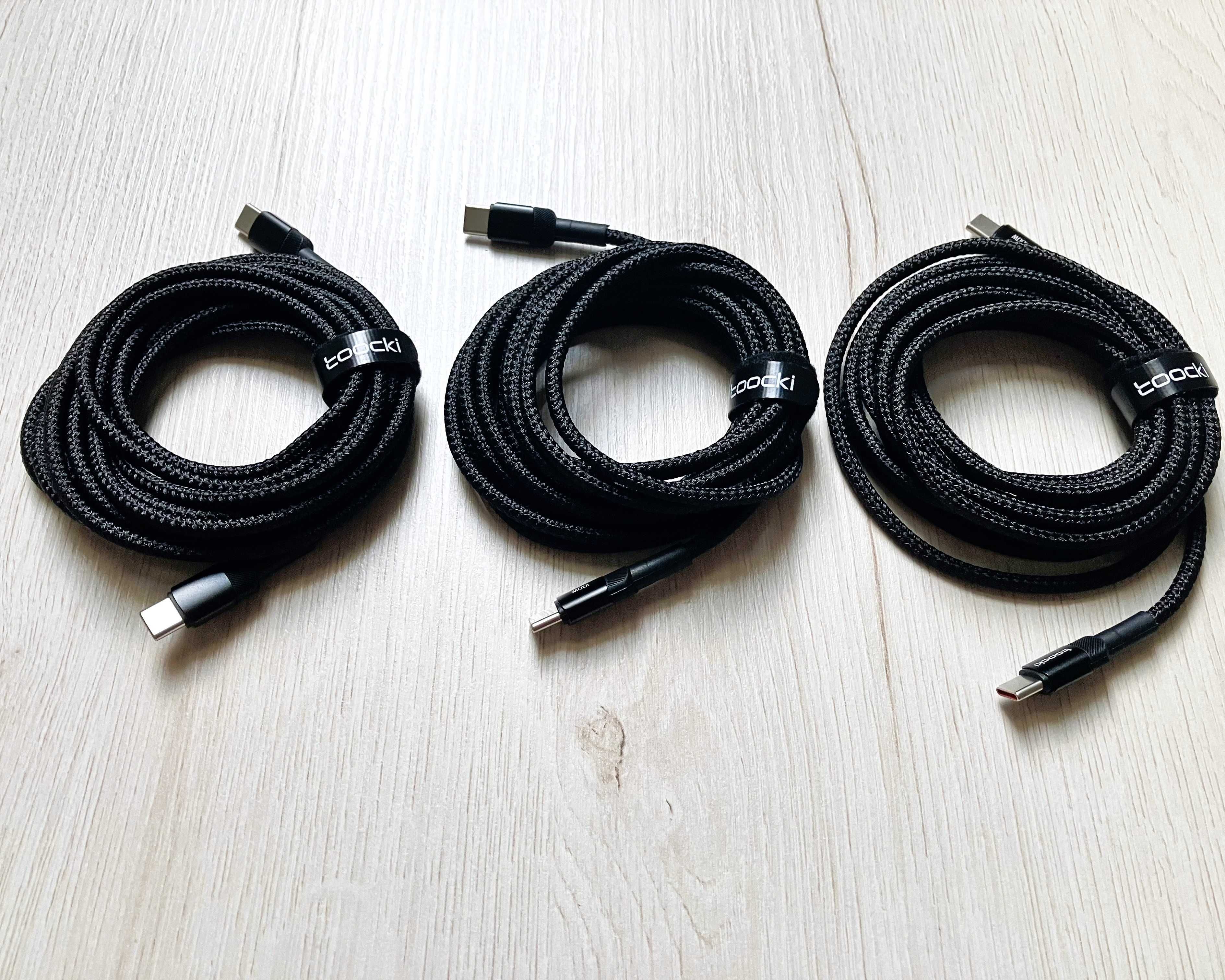 3x Kabel USB C 100W 3 metry ładowarka oplot wzmacniany pancerny Toocki