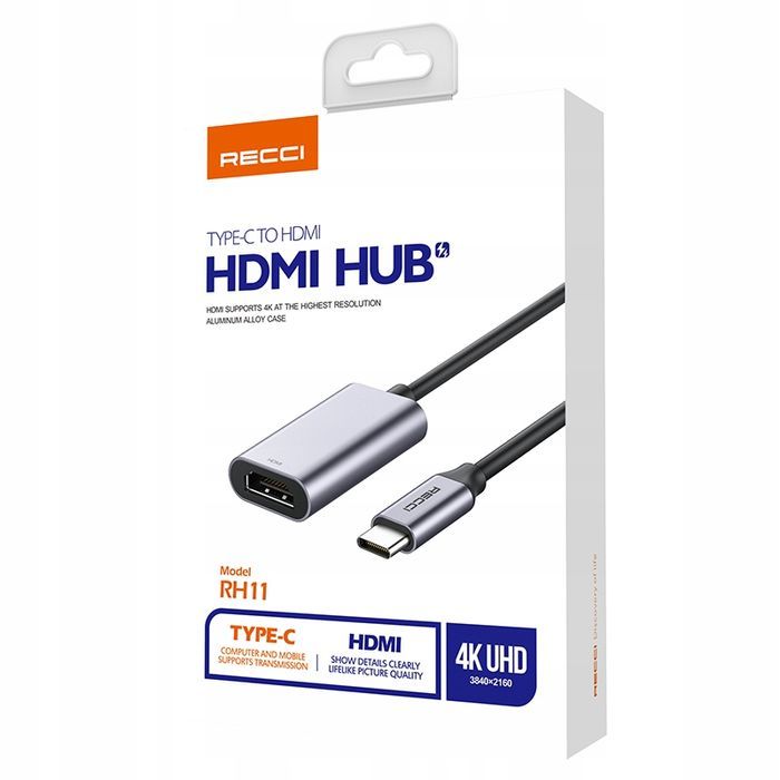 Adapter Przejściówka Hub Z Usb-C Do Hdmi 4K Uhd Recci