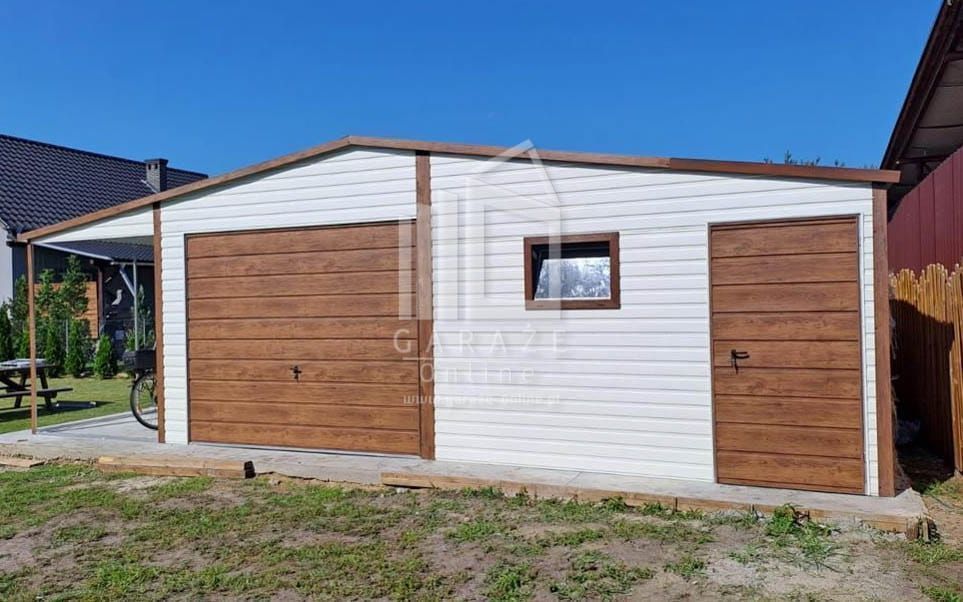 GARAŻ Blaszany 6m x 6m + Wiata 2,5m x 6m Brama + 3x Okno Drzwi Id279