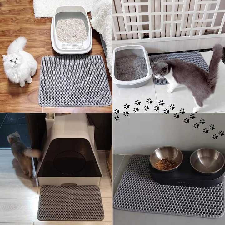 MATA POD KUWETĘ WYCIERACZKA Dla Kota Dwuwarstwowa Szara XXL 60x45 cm