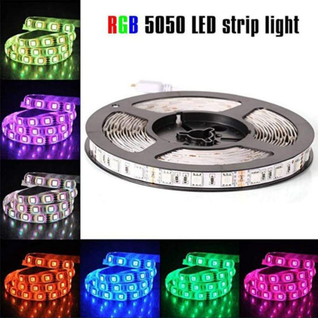 Светодиодная LED лента RGB 5050 16 цветов 5м пульт 12V 220V 300 диодов