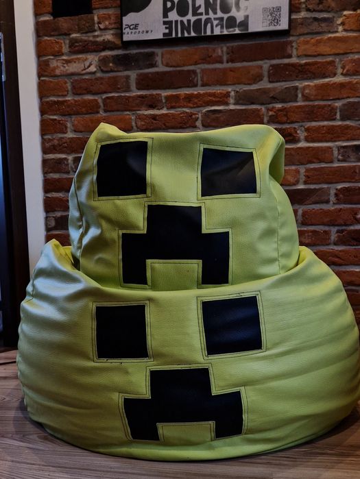 Komplet Pufa worek siedzisko creeper z minecraft + podnóżek