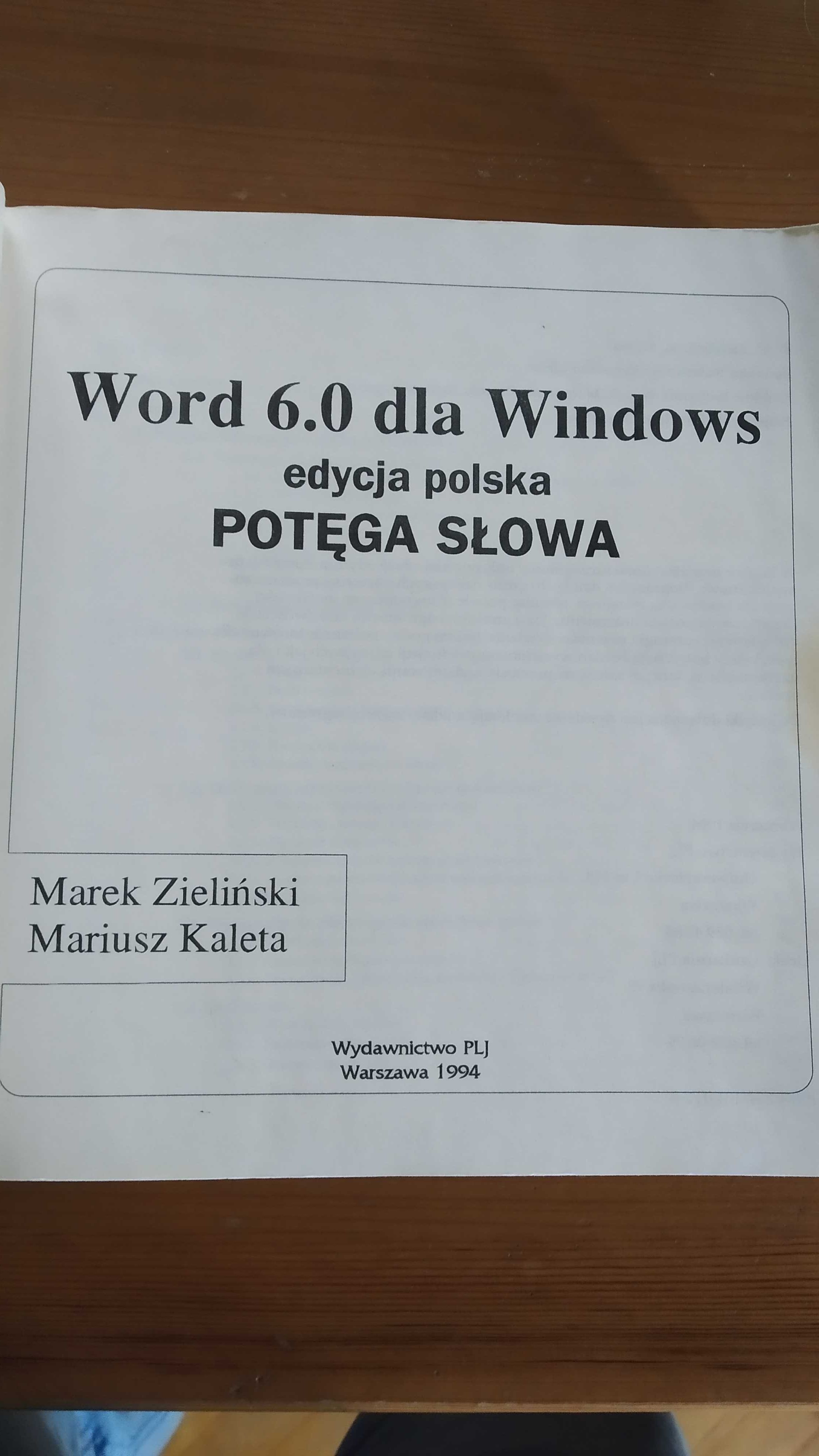 Word 6.0 dla Windows Potęga Słowa