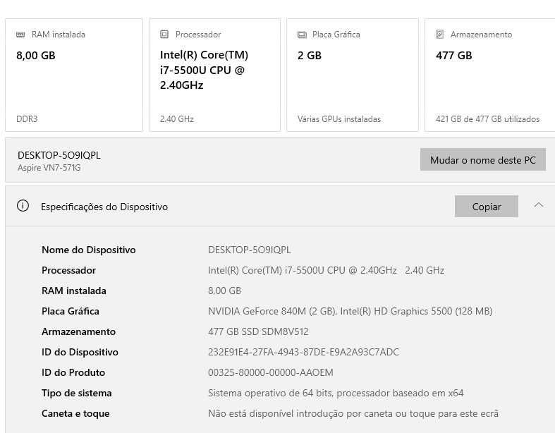 Portátil Acer Desktop-509IQPL