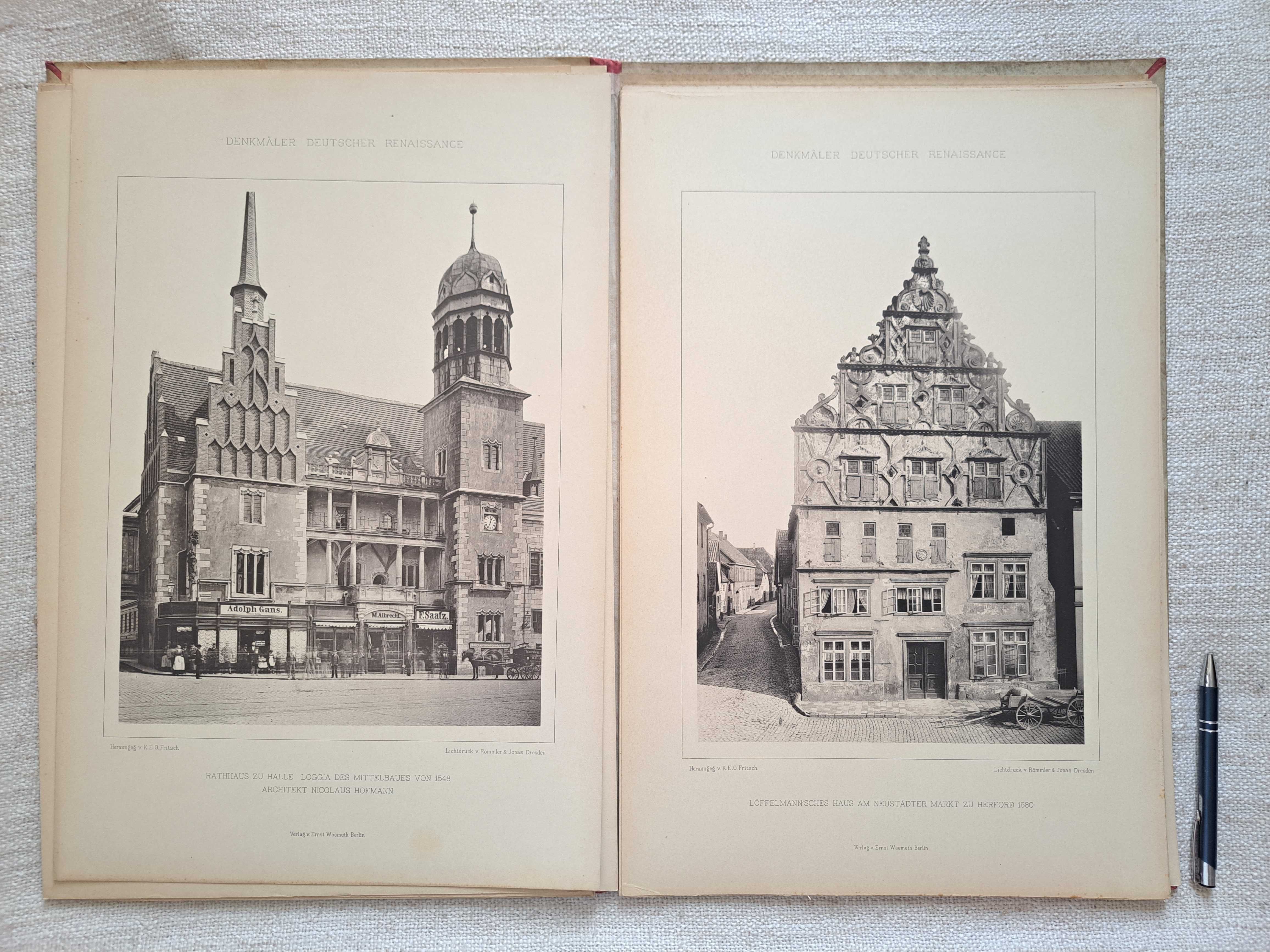 1885 rok. Zabytki niemieckiego renesansu. 50 cm. Architektura