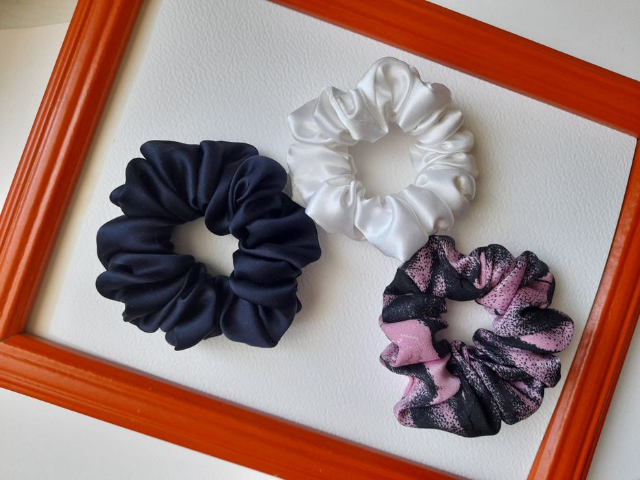 3 x jedwabna gumka do włosów scrunchie