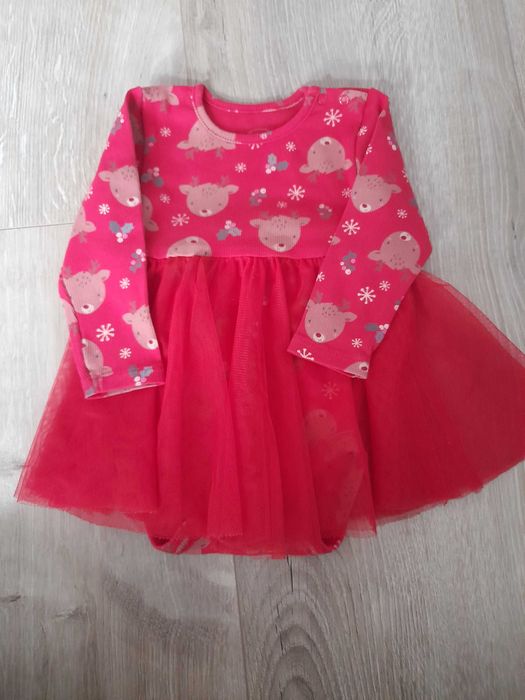 Świąteczne sukienko body Smyk r.74