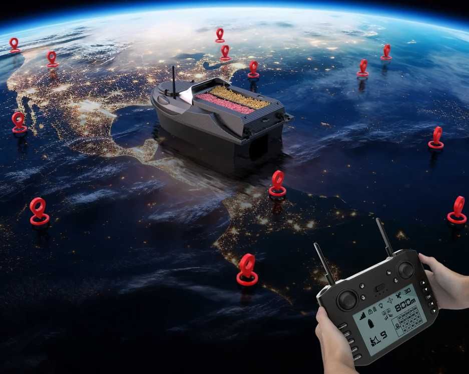 Łódka Zanętowa Echosonda Flytec V080 GPS Auto Powrót Akumulator 20A