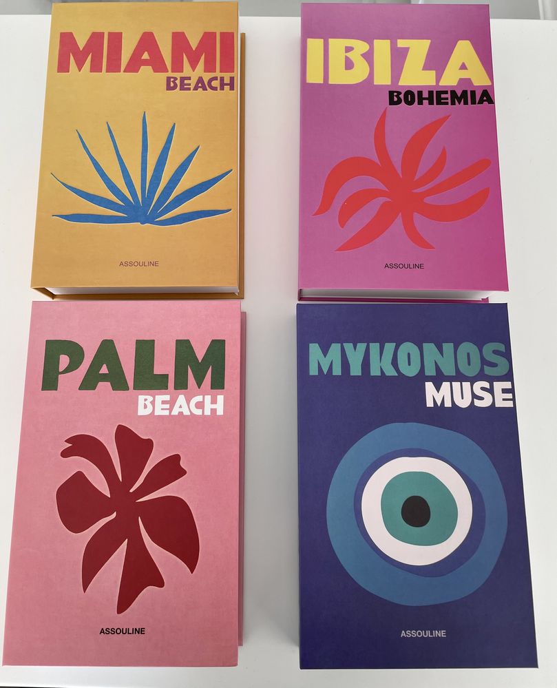 Livros lombadas decor caixa Assouline IBIZA MIAMI Mykonos Palm novos