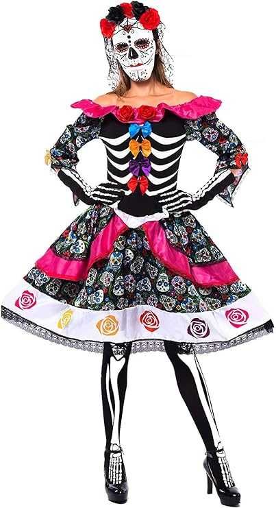 Strój SZKIELETORKA SENIORITA Day Dead Halloween roz. L K82