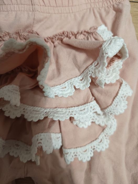 Komplet bluza + spodnie kwiaty falbanki koronka