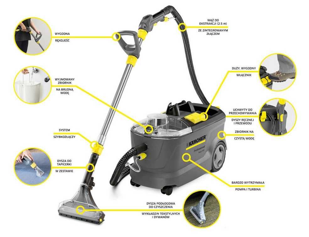 Profesjonalny odkurzacz piorący do prania dywanów i tapicerki +proszek