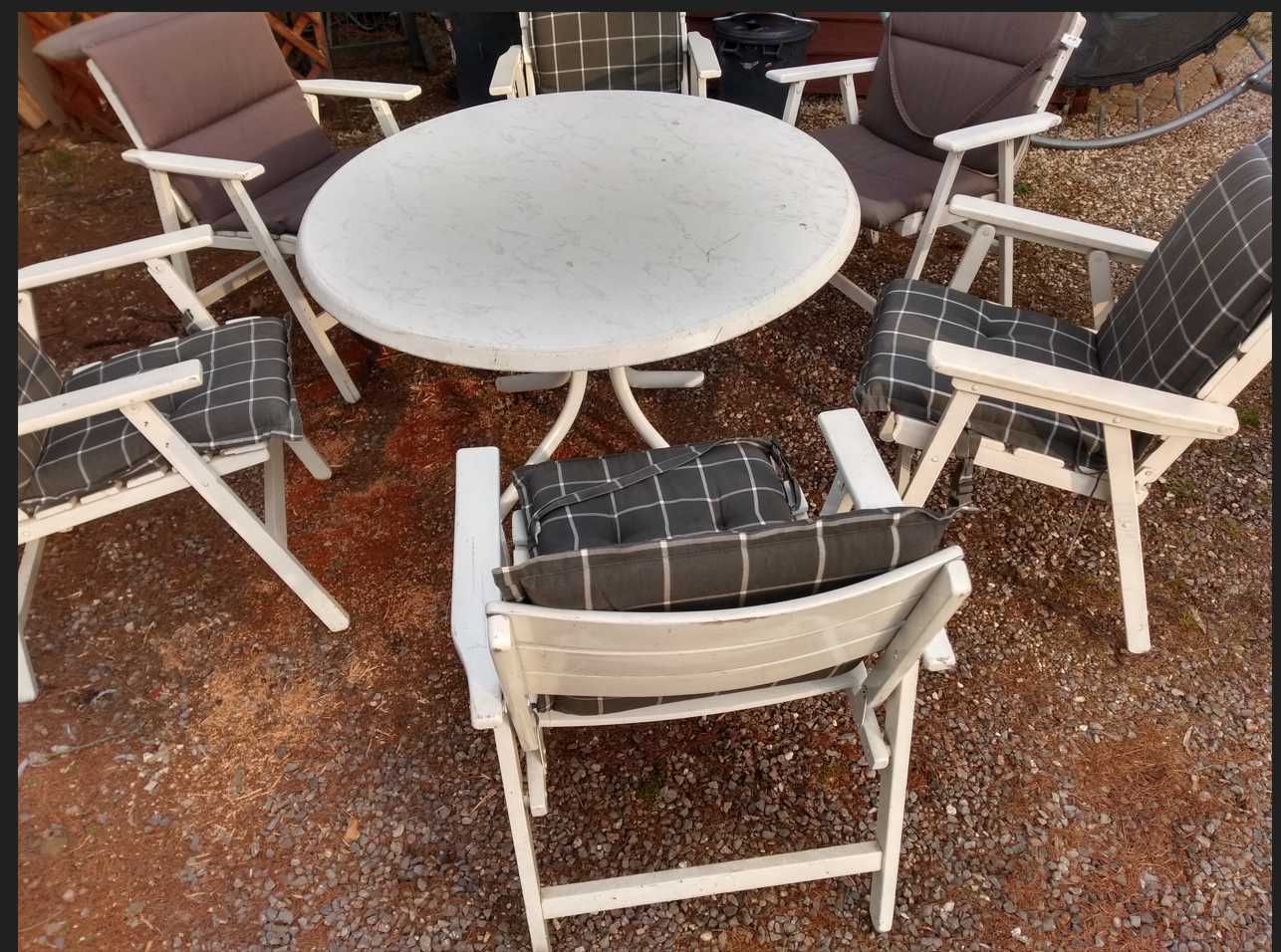 komplet, zestaw ogrodowy 6 krzeseł i stół