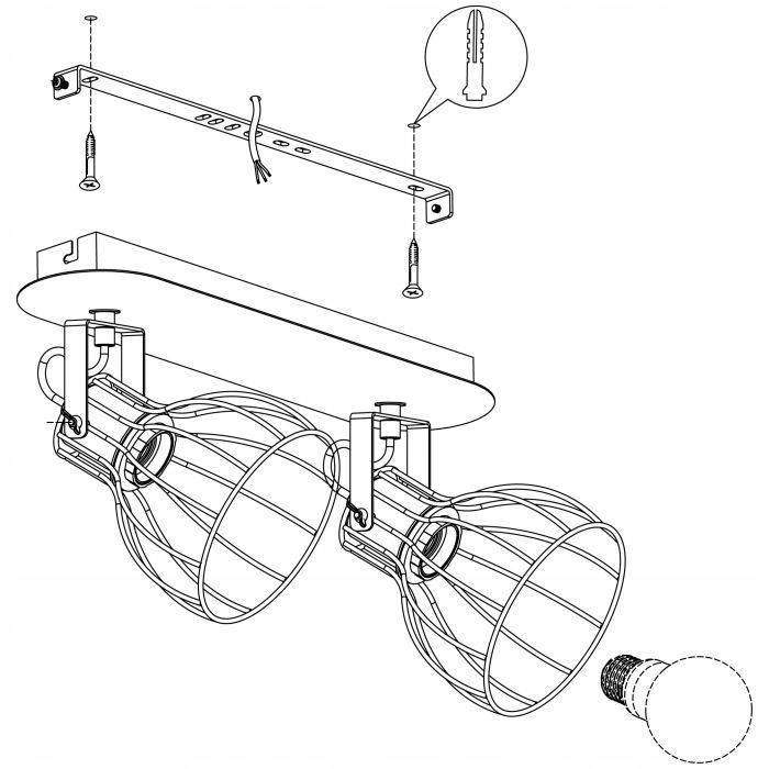 Lampa Sufitowa Loft Spot 2-Punktowa E27 Eglo 98135 Sambatello