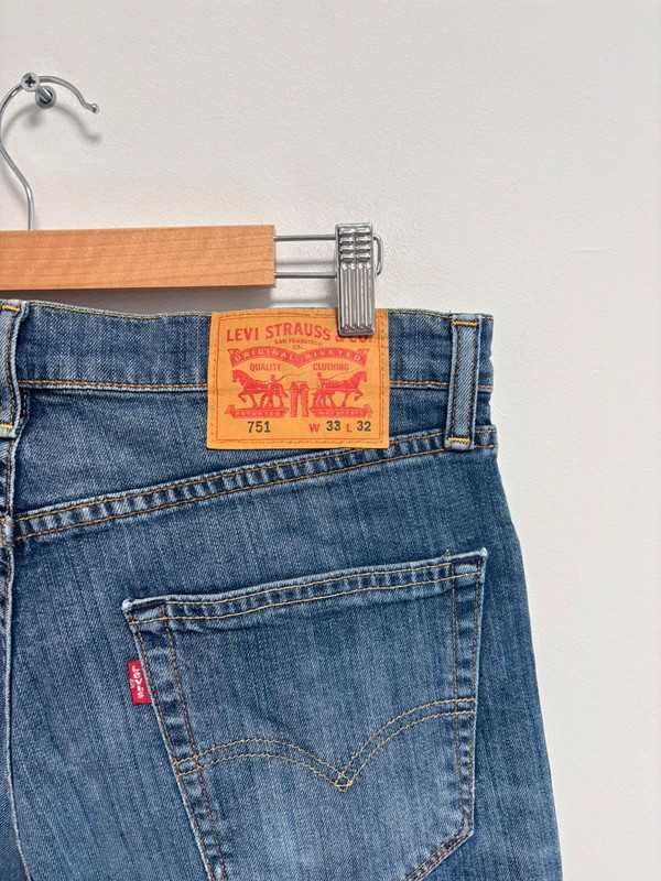Levi's 751 W33 L32 męskie jeansy niebieskie 100% bawełna proste