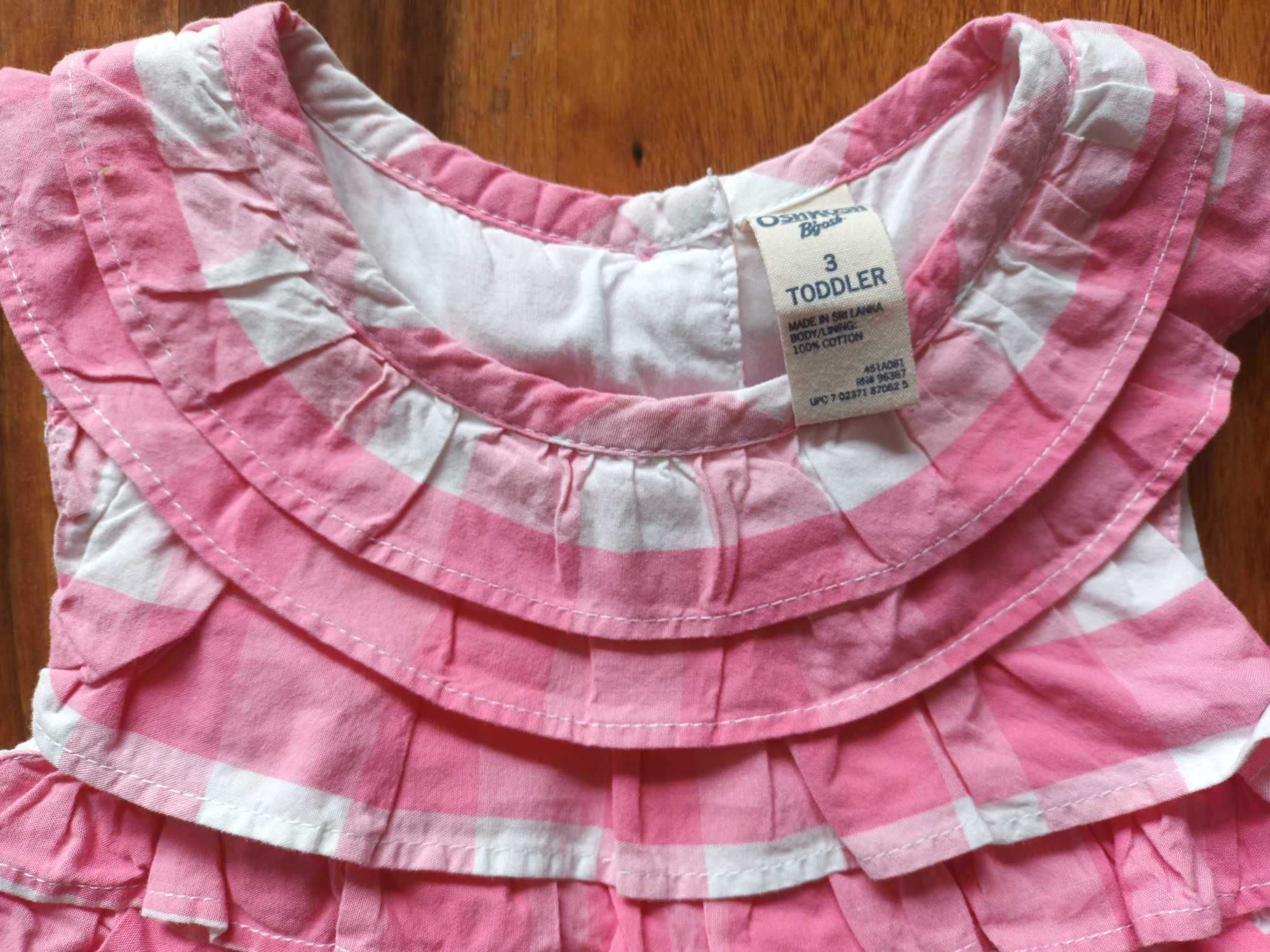 Sukienka w biało-różową krateczkę/ wizytowa/ elegancka 98 cm / 3 latka
