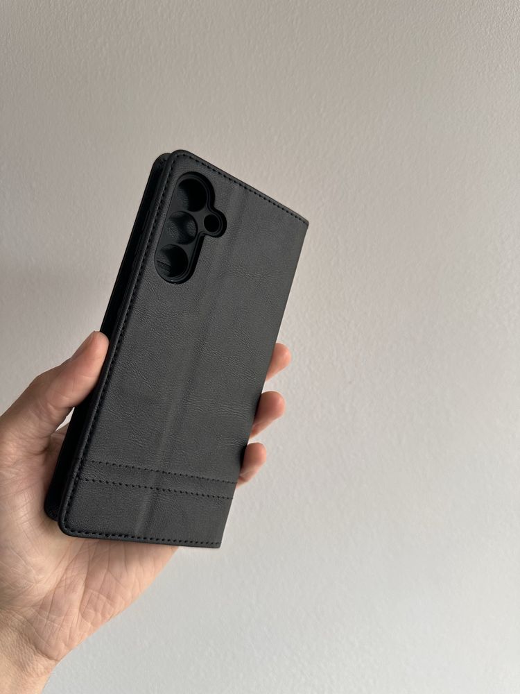 Etui z klapka zamykane czarne + SZKŁO do SAMSUNG GALAXY A16 4G / 5G