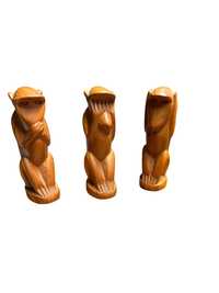 Drewniane figurki małpek vintage prl