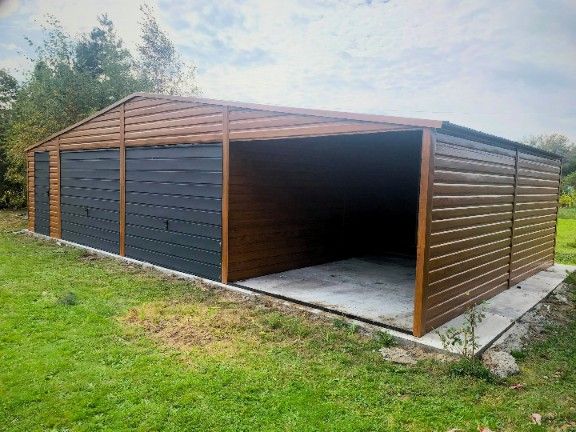 Garaż drewnopodobny schowek blaszany na budowe 11x5m (12x6 13x7 14x8)