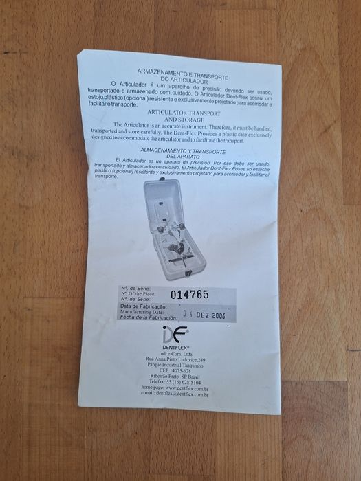 Articulador dentário tipo arcon + arco facial