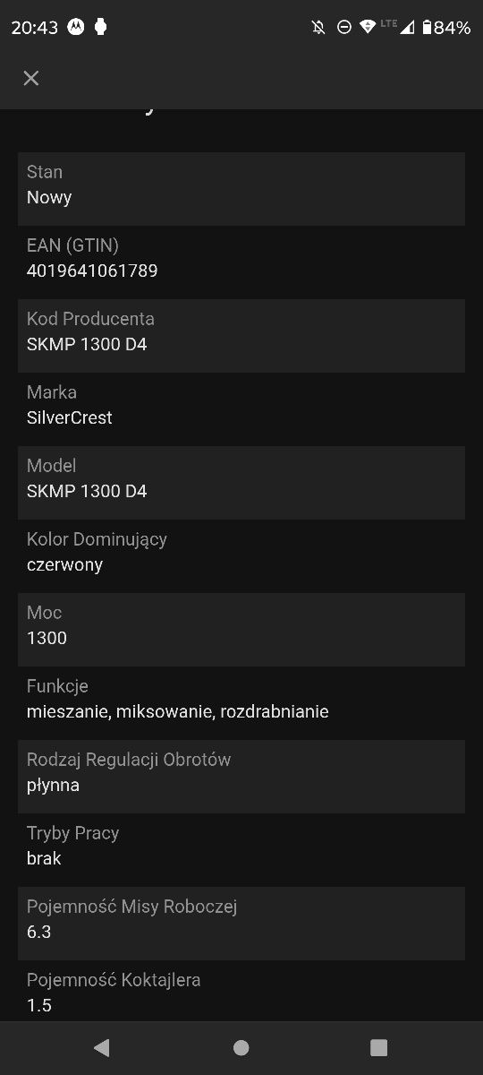 Mikser robot planetarny Silvercrest 1300w używany w stanie bardzo dob
