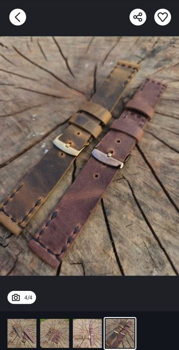 Pasek zegarka 18 mm.  Skóra naturalna , wykonanie ręczne.