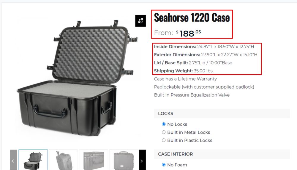 Seahorse  - Mala/Caixa de Protecção à prova de agua (Modelo SE1220)