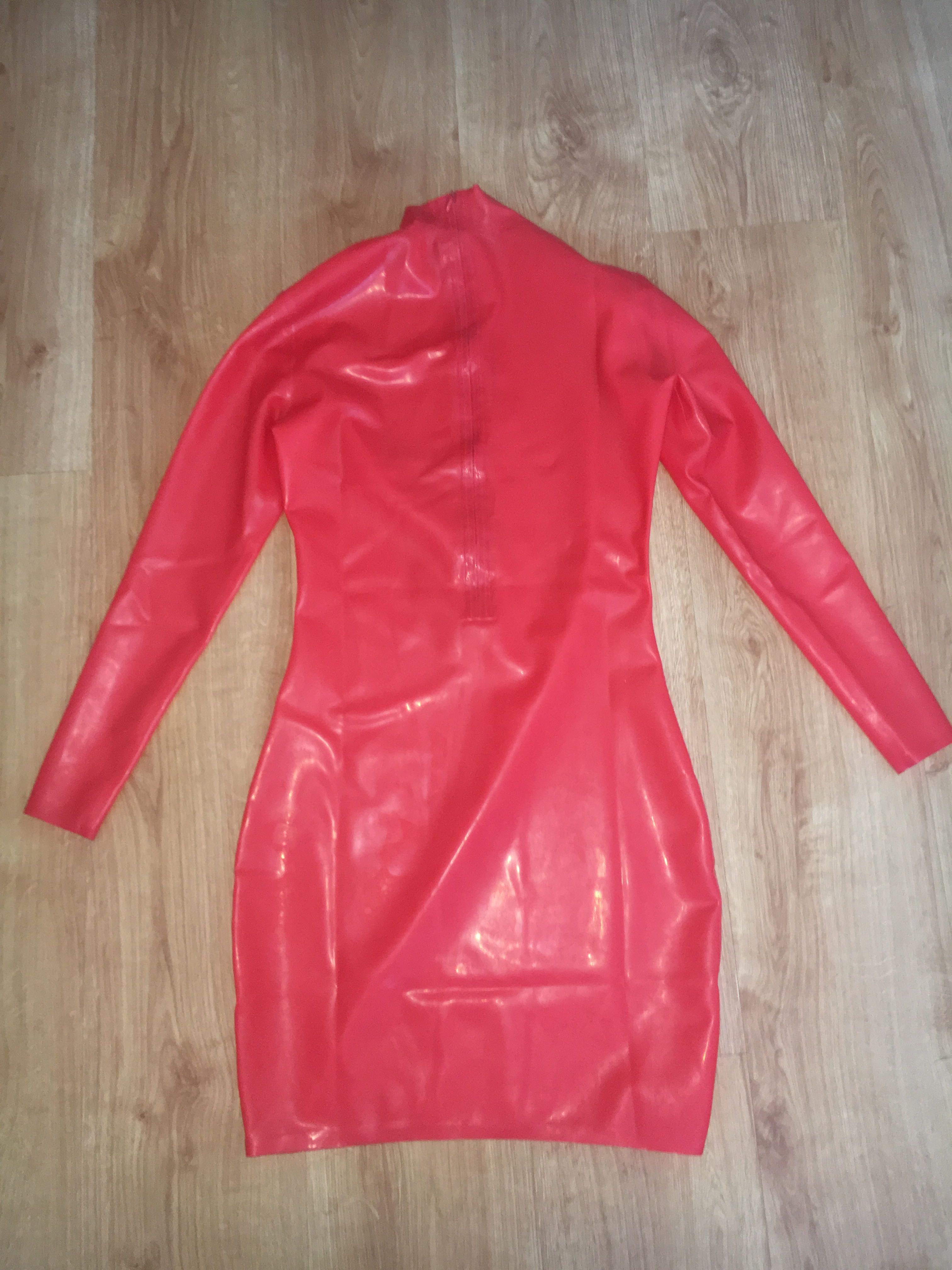 991/Przebranie sylwester impreza sukienka lateks latex mini czerwona S