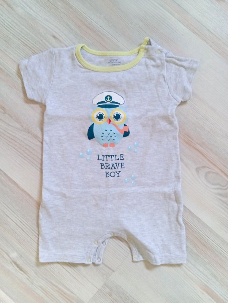 Rampers unisex wiosna lato sowa rampersy szary 86 print