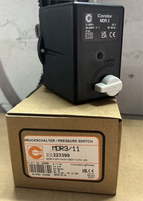 Пресостат Condor MDR 3 моностат реле тиску автоматика компресора