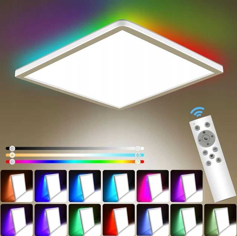 Lampa sufitowa LED RGB 25W IP54 z pilotem